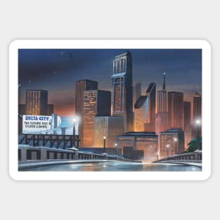 OCP Building - Old Detroit Skyline Night Magnet